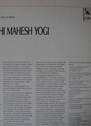 Maharishi Mahesh Yogi : The Master Speaks (LP, Album, Gat)