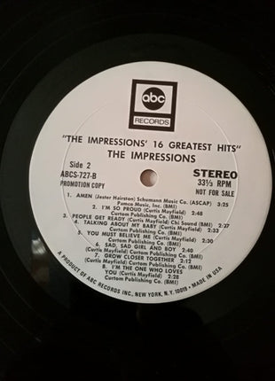 The Impressions : The Best Of The Impressions With Curtis Mayfield (LP, Comp, Promo)