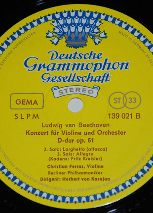 Ludwig Van Beethoven - Christian Ferras, Herbert von Karajan, Berliner Philharmoniker : Violinkonzert D-Dur (LP)