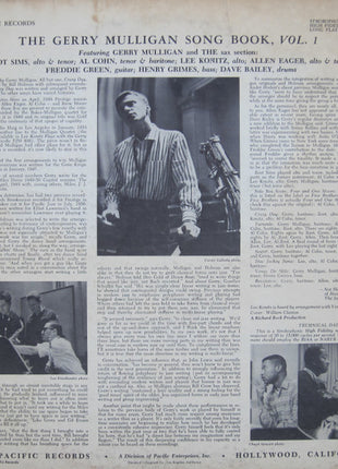 Gerry Mulligan And The Sax Section : The Gerry Mulligan Songbook Volume 1 (LP, Album, Mono)