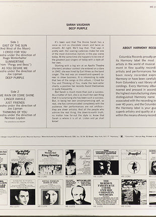 Sarah Vaughan : Deep Purple (LP, Comp)