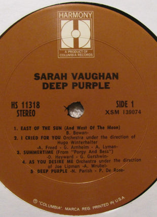 Sarah Vaughan : Deep Purple (LP, Comp)
