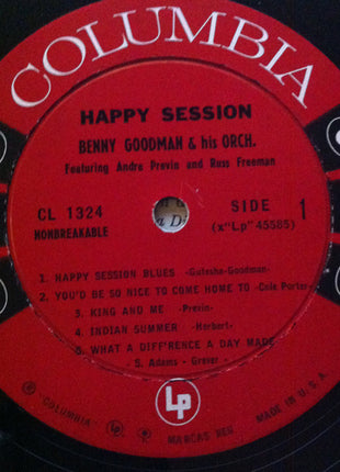 Benny Goodman And His Orchestra Featuring André Previn And Russ Freeman : Happy Session (LP, Album, Mono)