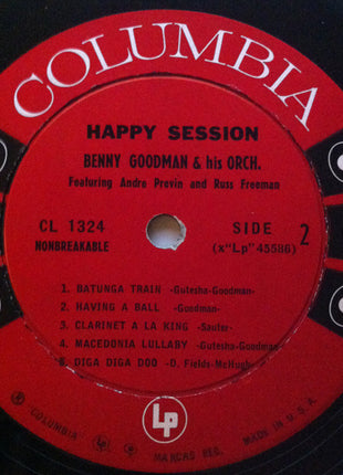 Benny Goodman And His Orchestra Featuring André Previn And Russ Freeman : Happy Session (LP, Album, Mono)