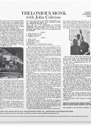 Thelonious Monk - Thelonious Monk With John Coltrane (Original Jazz Classics Series) (Vinyl) (New (N))