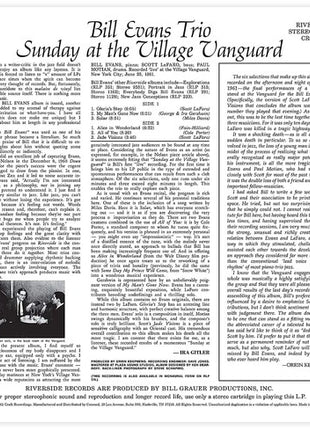 Bill Evans - Sunday At The Village Vanguard (Original Jazz Classics Series) (Vinyl) (New (N))