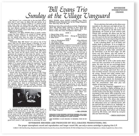Bill Evans - Sunday At The Village Vanguard (Original Jazz Classics Series) (Vinyl) (New (N))