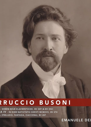 the album cover for Emanuele Delucchi - Busoni: Elegien, Sonatina Iv, Toccata