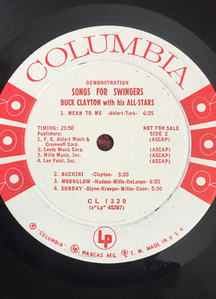 Buck Clayton With His All-Stars : Songs For Swingers (LP, Album, Mono, Promo)