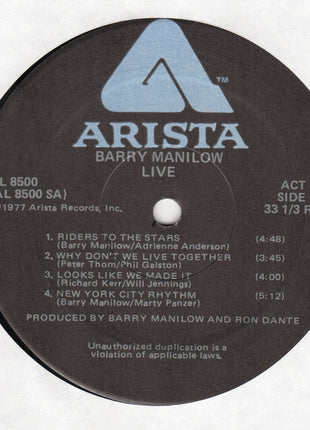 Barry Manilow : Live (2xLP, Album, Gat)