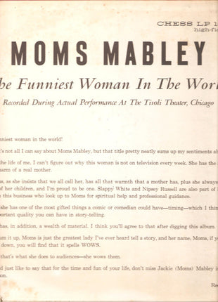 Moms Mabley : "The Funniest Woman In The World" Moms Mabley On Stage  (LP, Mono, RE)