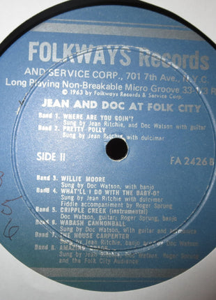 Jean Ritchie And Doc Watson : Jean Ritchie And Doc Watson At Folk City (LP, Album, RE, Red)