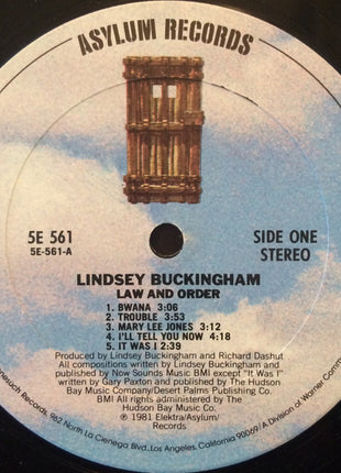 Lindsey Buckingham : Law And Order (LP, Album, Club, Ter)