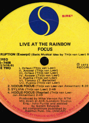 Focus (2) : Live At The Rainbow (LP, Album, Son)