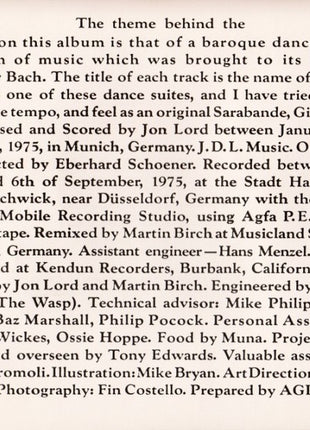 Jon Lord : Sarabande (CD, Album, RE)