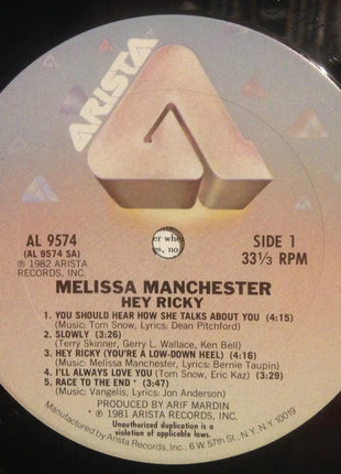 Melissa Manchester : Hey Ricky (LP, Album)