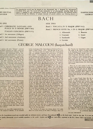 Johann Sebastian Bach, George Malcolm : Harpsichord Recital (LP, Mono)