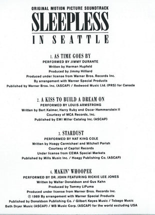 Various : Sleepless In Seattle (Original Motion Picture Soundtrack) (CD, Comp)