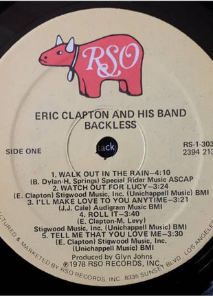 Eric Clapton : Backless (LP, Album, GRT)