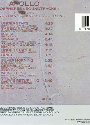 Brian Eno With Daniel Lanois & Roger Eno : Apollo - Atmospheres & Soundtracks (CD, Album, RE)