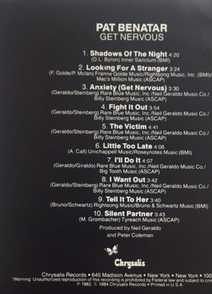 Pat Benatar : Get Nervous (CD, Album, Club, RE, CRC)