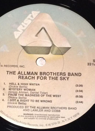 The Allman Brothers Band : Reach For The Sky (LP, Album, Kee)
