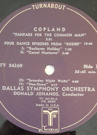 Aaron Copland, Dallas Symphony Orchestra, Donald Johanos : Billy The Kid; Rodeo; Fanfare For The Common Man (LP, Album, RE)