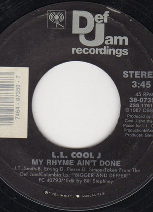 LL Cool J : I Need Love / My Rhyme Ain't Done (7", Single, Styrene, Car)