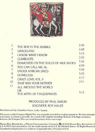 Paul Simon : Graceland (CD, Album, Club, Col)