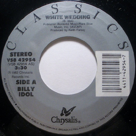 Billy Idol : White Wedding / Dancing With Myself (7", Single)