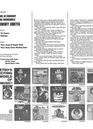 Jimmy Smith : Live In Concert - The Incredible Jimmy Smith (LP, Album, Mono)