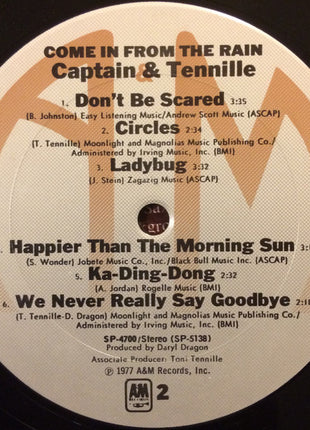 Captain And Tennille : Come In From The Rain (LP, Album, Pit)