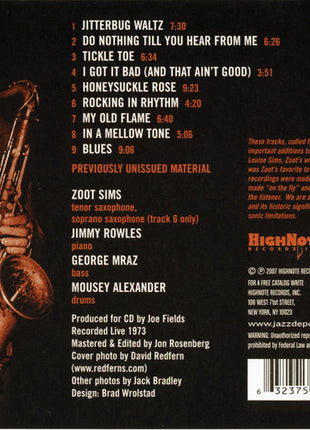 Zoot Sims : Zoot Suite (CD)