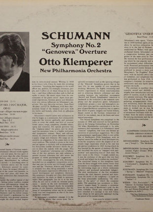 Robert Schumann, Otto Klemperer, New Philharmonia Orchestra : Symphony No. 2 In C / 'Genoveva' Overture (LP, Album)