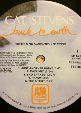 Cat Stevens : Back To Earth (LP, Album, Club)