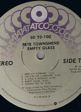 Pete Townshend : Empty Glass (LP, Album, SP )