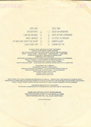 Pete Townshend : Empty Glass (LP, Album, SP )