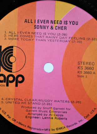 Sonny & Cher : All I Ever Need Is You (LP, Album, Ter)