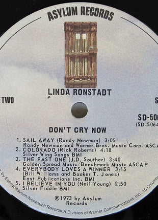 Linda Ronstadt : Don't Cry Now (LP, Album, San)