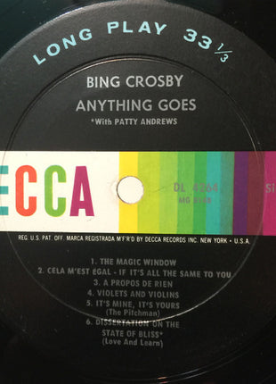 Bing Crosby : Anything Goes (LP, Album, Mono, Pin)