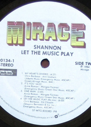 Shannon : Let The Music Play (LP, Album, PR)