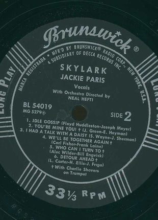 Jackie Paris : Skylark (LP, Album, Mono)