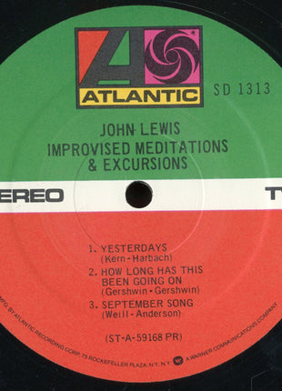 John Lewis (2) : Improvised Meditations & Excursions (LP, Album, RE, PR)