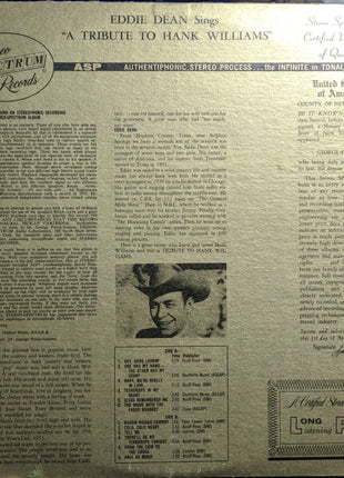 Eddie Dean : A Tribute To Hank Williams (LP, Album)