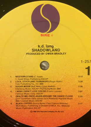 k.d. lang : Shadowland (The Owen Bradley Sessions) (LP, Album, Spe)