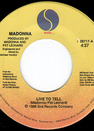 Madonna : Live To Tell (7", Single, SRC)