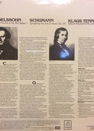 Felix Mendelssohn-Bartholdy / Robert Schumann, Klaus Tennstedt - Berliner Philharmoniker : Symphony Nº4 In A, Op. 90 ("Italian") / Symphony No. 4 (LP, Album, Club)