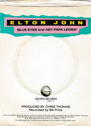 Elton John : Blue Eyes (7", Single, Win)