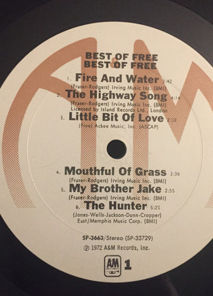 Free : Best Of Free (LP, Album, Comp, RM)