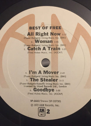 Free : Best Of Free (LP, Album, Comp, RM)